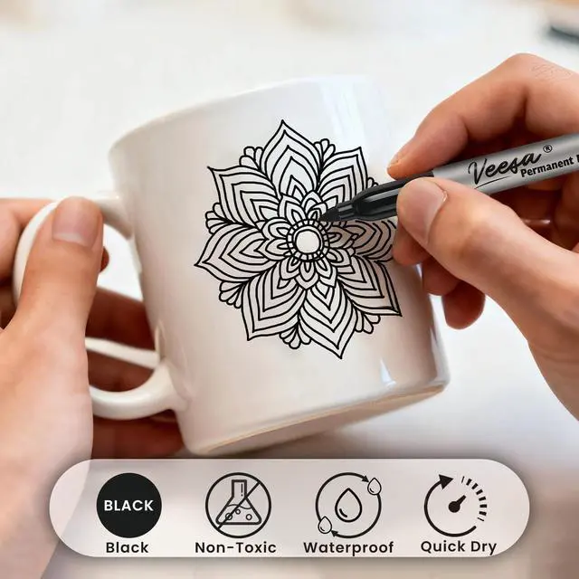 Alt view image 6 of 7 - VEESA Permanent Markers Fine Tip, 36 Pack Black Markers for Office | Waterproof, Smear-Proof, Quick-Drying