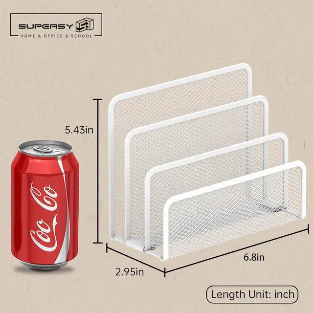 Alt view image 3 of 7 - Mail Organizer Countertop for Desk, Mail File Holder with 3-Slot, White | Metal Mesh Mail Sorter for Letters, Envelopes, Bills, and Files for Home Offices, Classroom Organization