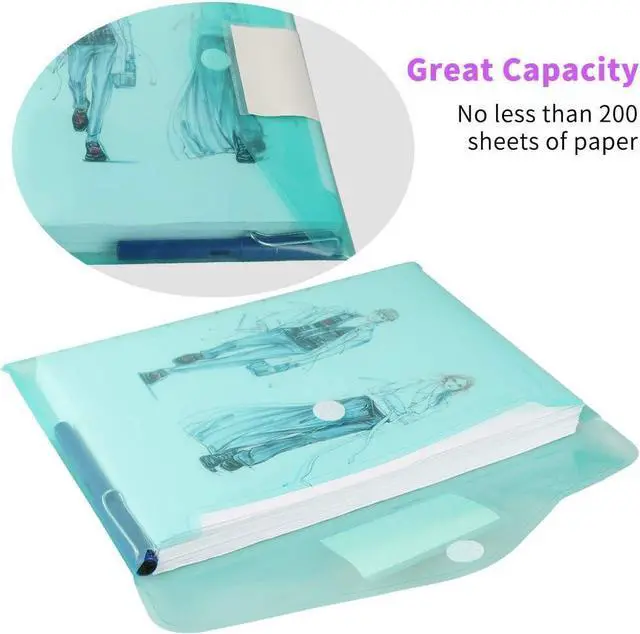 Alt view image 2 of 7 - 11 Pack Plastic Document Envelopes A4 Letter Hook & Loop Folders | Waterproof and tear-resistant poly Filing Envelopes with Label for School Home Work Office Organization, 6 Assorted Color
