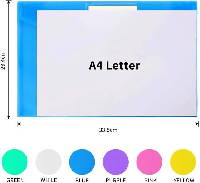 Alt view image 6 of 7 - 11 Pack Plastic Document Envelopes A4 Letter Hook & Loop Folders | Waterproof and tear-resistant poly Filing Envelopes with Label for School Home Work Office Organization, 6 Assorted Color