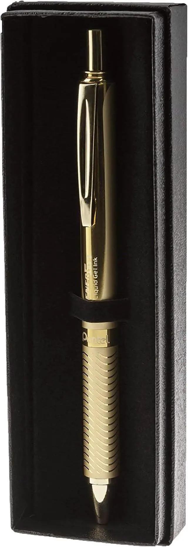 Alt view image 2 of 7 - Pentel EnerGel Alloy Retractable Gel Pen, Gold Barrel, Black Ink, Includes Gif Box (BL407XABX)