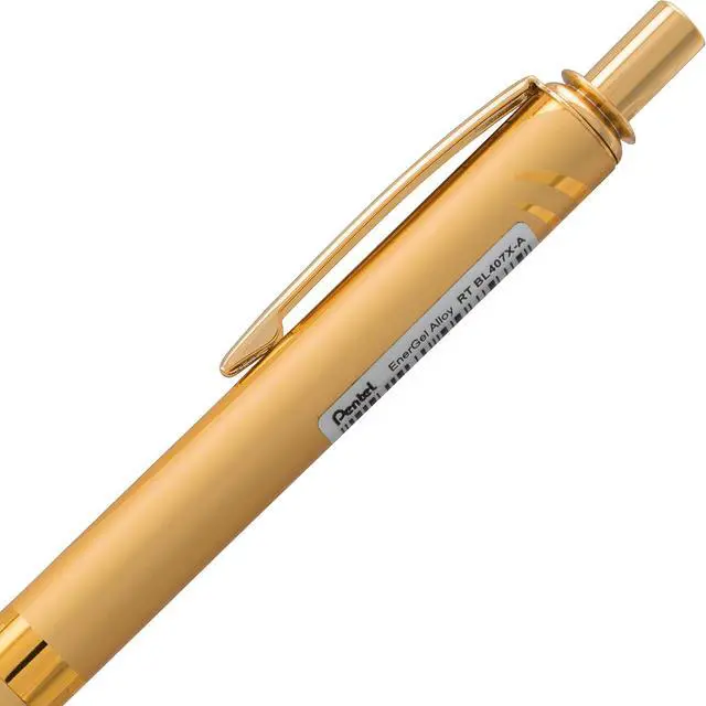 Alt view image 4 of 7 - Pentel EnerGel Alloy Retractable Gel Pen, Gold Barrel, Black Ink, Includes Gif Box (BL407XABX)