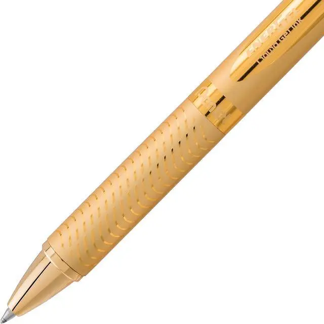Alt view image 5 of 7 - Pentel EnerGel Alloy Retractable Gel Pen, Gold Barrel, Black Ink, Includes Gif Box (BL407XABX)