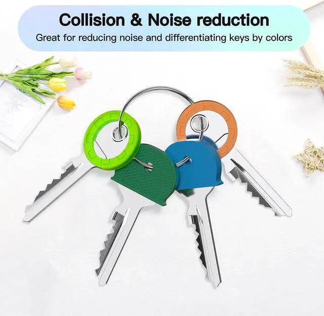 Alt view image 7 of 7 - GoorDik 54PCS Key Caps Covers Tags, Plastic Key Color Identifiers for Standard Flat House Keys(Not Suitable for Odd-Shaped Keys), Key Coding Rings in 9 Assorted Colors, 2 Styles