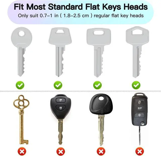 Alt view image 6 of 7 - GoorDik 54PCS Key Caps Covers Tags, Plastic Key Color Identifiers for Standard Flat House Keys(Not Suitable for Odd-Shaped Keys), Key Coding Rings in 9 Assorted Colors, 2 Styles