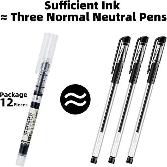 Alt view image 5 of 6 - 12 Pieces Rolling Ball Pens, Quick Dry Ink 0.5 mm Extra Fine Point Pens Liquid Ink Pen Rollerball Pens Black