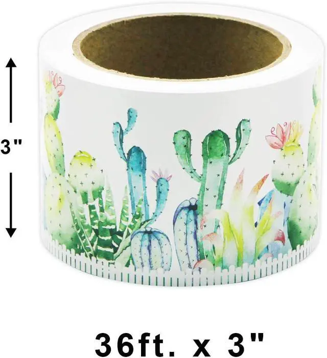 Alt view image 2 of 7 - Ceiba Tree Watercolor Cactus Bulletin Board Borders | Straight Border Trim, Classroom Decoration, Chalkboard, Whiteboard