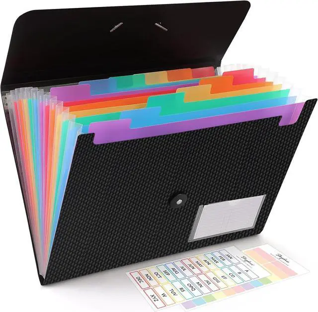 Main image of SKYDUE Expanding File Folder, Accordion File Organizer with 13 Pockets for A4/Letter Sized Paper, Accordion Folder with Labels - Document Receipt Organizer for Office, School, Home