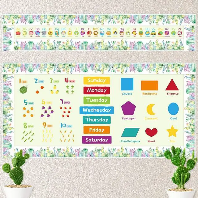 Alt view image 6 of 7 - Ceiba Tree Watercolor Cactus Bulletin Board Borders | Straight Border Trim, Classroom Decoration, Chalkboard, Whiteboard