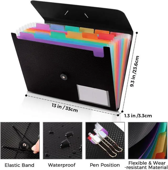 Alt view image 3 of 7 - SKYDUE Expanding File Folder, Accordion File Organizer with 13 Pockets for A4/Letter Sized Paper, Accordion Folder with Labels - Document Receipt Organizer for Office, School, Home