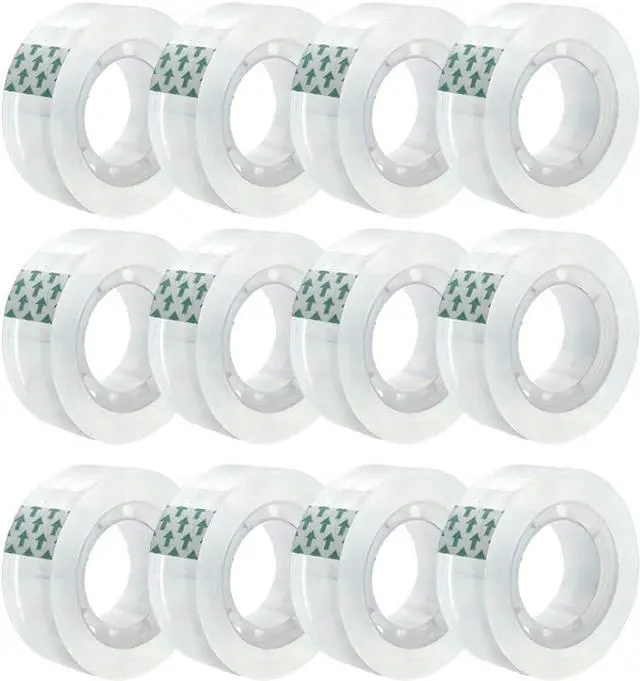 Main image of 12 Rolls Transparent Tape Refills Rolls, Clear Tape, 1 in Core, 3/4 x 1000 in, Gift Packaging Tape Refill Roll for Office, Home, School