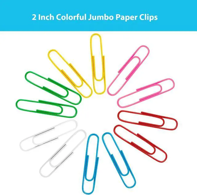 Alt view image 2 of 7 - Paper Clips, 100Pcs 2 Inch Large Paperclips Assorted Color | Coated Jumbo Reusable Big Paper Clips, Large Colored Paper Clips for Office School Document Organizing