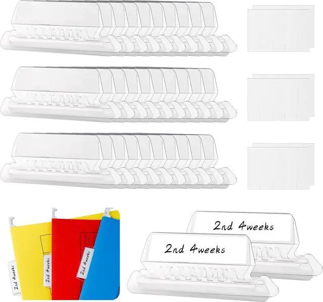 Main image of Hanging File Folder Tabs, 30 Set Transparent File Folder Tabs with Inserts for Hanging Folders, Clear Plastic File Folder Labels Tabs for Quick Identification (30)
