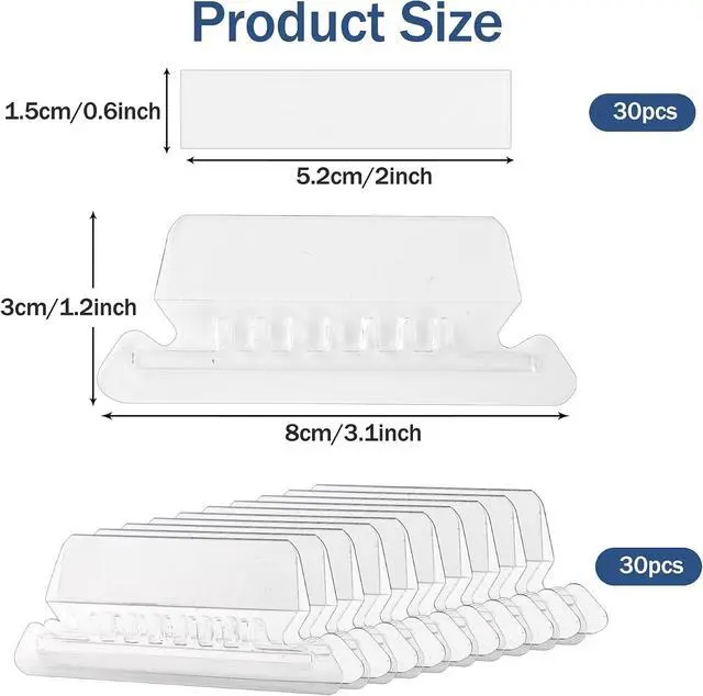 Alt view image 2 of 7 - Hanging File Folder Tabs, 30 Set Transparent File Folder Tabs with Inserts for Hanging Folders, Clear Plastic File Folder Labels Tabs for Quick Identification (30)