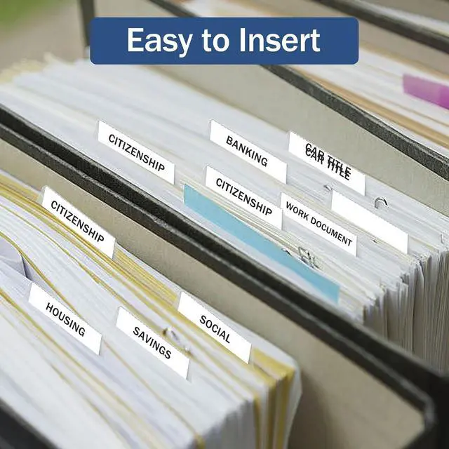 Alt view image 4 of 7 - Hanging File Folder Tabs, 30 Set Transparent File Folder Tabs with Inserts for Hanging Folders, Clear Plastic File Folder Labels Tabs for Quick Identification (30)