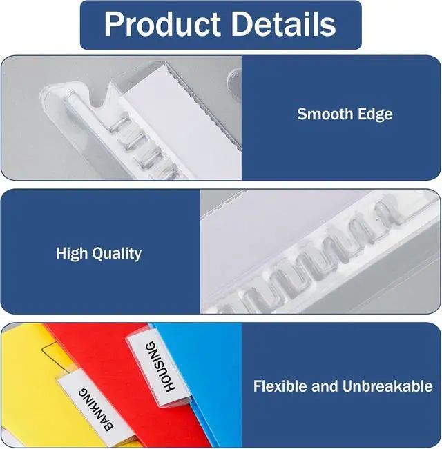 Alt view image 6 of 7 - Hanging File Folder Tabs, 30 Set Transparent File Folder Tabs with Inserts for Hanging Folders, Clear Plastic File Folder Labels Tabs for Quick Identification (30)