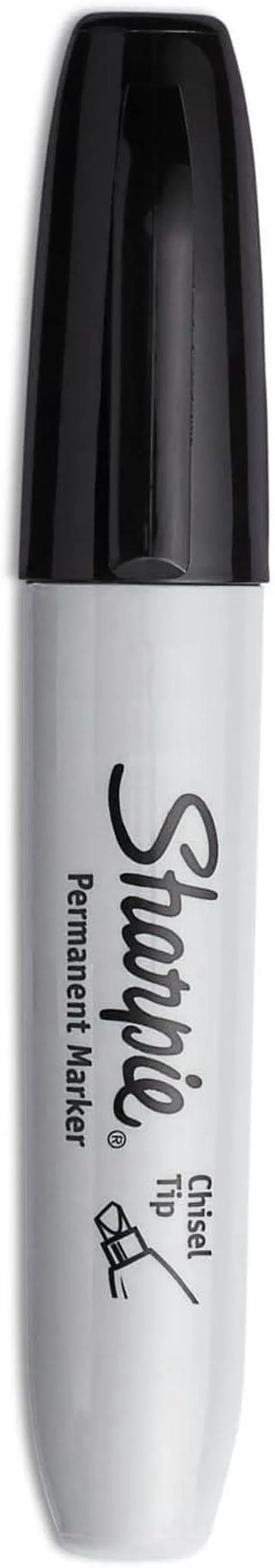 Alt view image 4 of 7 - Sharpie Permanent Markers, Large, Chisel Tip, Black, 4 Count - Marks on Paper, Plastic, Metal, and More