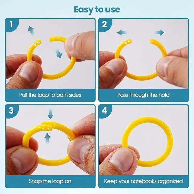 Alt view image 6 of 6 - 150PCS Loose Leaf Binder Rings, Plastic Colorful Book Rings for Index Cards, 10 Colors 3 Sizes (0.59/0.78/1 Inch) Key Paper Ring Clips, for School/Office/Home DIY