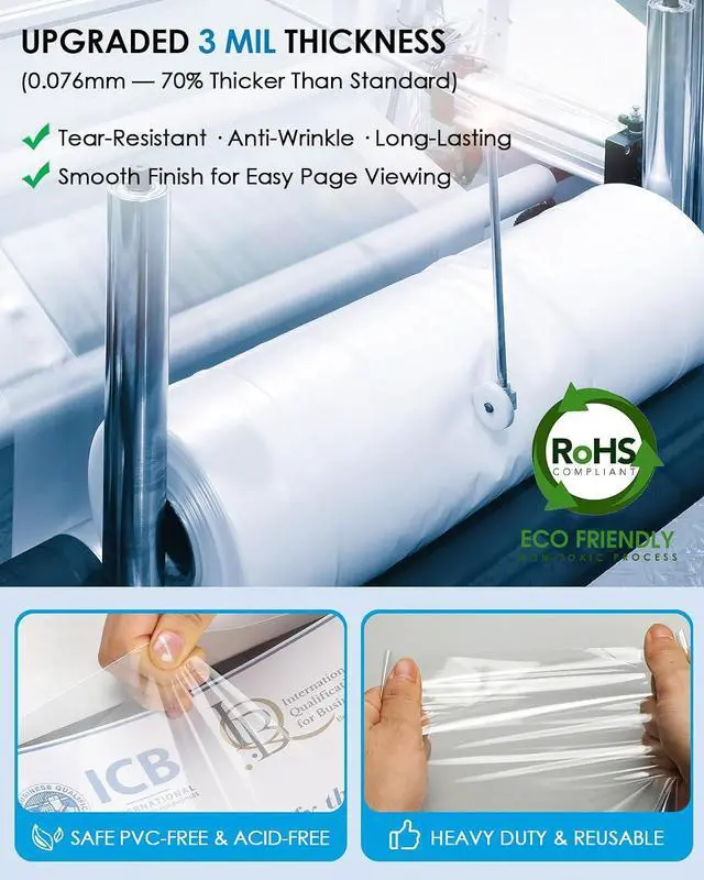 Alt view image 2 of 7 - KTRIO Heavy Duty Sheet Protectors for 3 Ring Binder 30 Pack, 8.5 x 11 | Extra Thick Clear Page Protectors, Acid-Free Letter Size Plastic Paper Sleeves, Top Loading for Office, School, Home