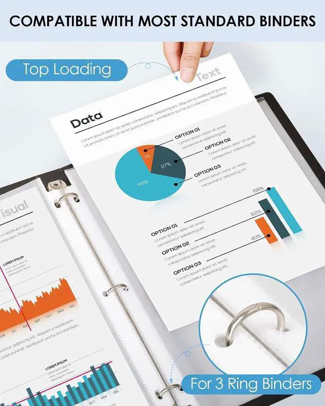 Alt view image 3 of 7 - KTRIO Heavy Duty Sheet Protectors for 3 Ring Binder 30 Pack, 8.5 x 11 | Extra Thick Clear Page Protectors, Acid-Free Letter Size Plastic Paper Sleeves, Top Loading for Office, School, Home