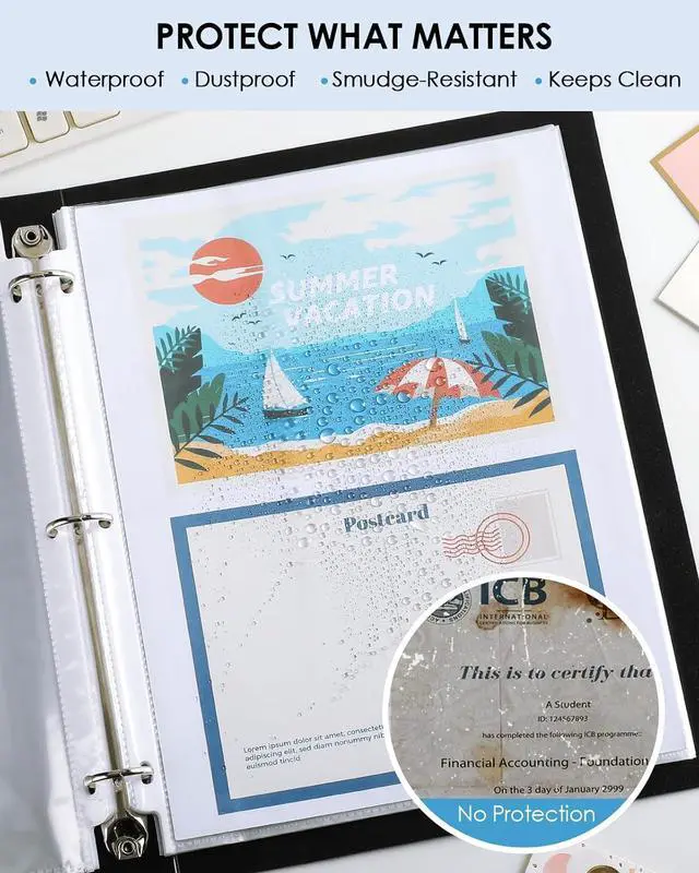 Alt view image 5 of 7 - KTRIO Heavy Duty Sheet Protectors for 3 Ring Binder 30 Pack, 8.5 x 11 | Extra Thick Clear Page Protectors, Acid-Free Letter Size Plastic Paper Sleeves, Top Loading for Office, School, Home