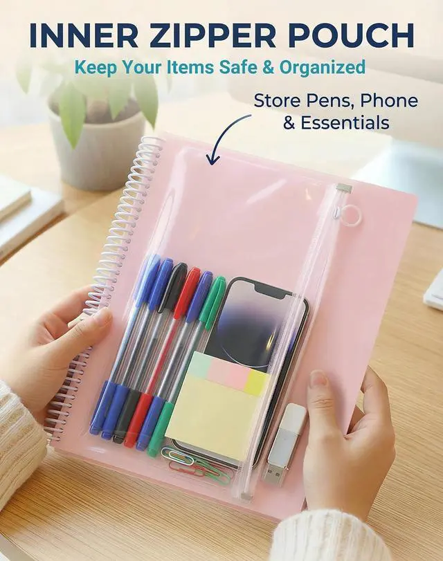 Alt view image 3 of 7 - 12 Pocket Spiral Project Organizer Folder, Morandi Color Multi Pocket Folder with Inner Zipper Pouch for School, Office, Bills and Documents