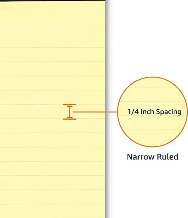 Alt view image 3 of 7 - Amazon Basics 50-Sheet Narrow Ruled Lined Writing Note Pad, 5" x 8", 12-Pack, Canary, Perforated