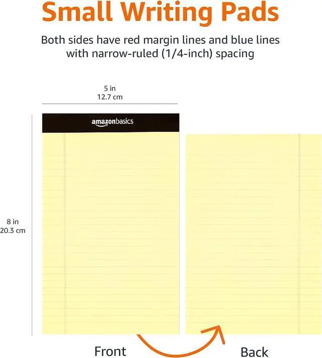 Alt view image 6 of 7 - Amazon Basics 50-Sheet Narrow Ruled Lined Writing Note Pad, 5" x 8", 12-Pack, Canary, Perforated