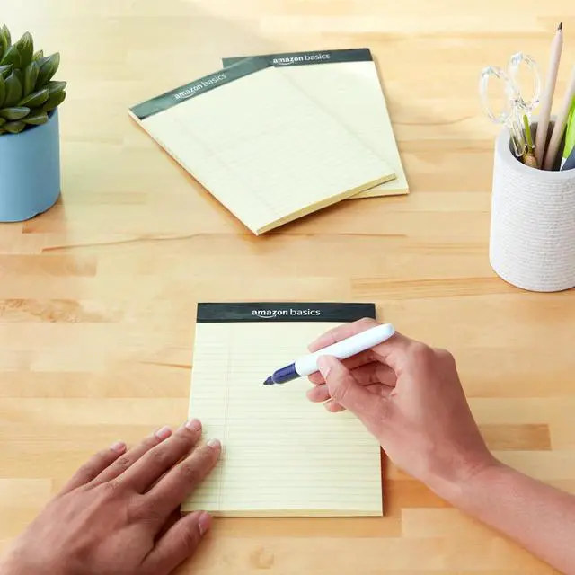 Alt view image 7 of 7 - Amazon Basics 50-Sheet Narrow Ruled Lined Writing Note Pad, 5" x 8", 12-Pack, Canary, Perforated