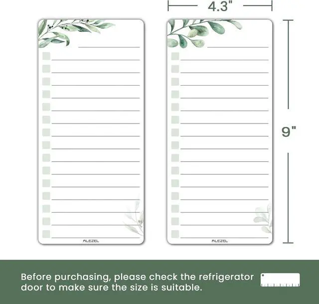 Alt view image 3 of 7 - ALEZEL Dry Erase List Board for Fridge Magnetic | Refrigerator to Do List White Board Set, Includes 4 Pcs Greenery Dry Erase Grocery Checklist Whiteboards, 4 Markers + Eraser