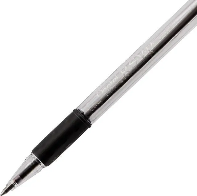 Alt view image 4 of 6 - Pentel RSVP Ballpoint Pen, (0.7mm), Fine Line, Black Ink, Pack of 5 (BK90PF5A)