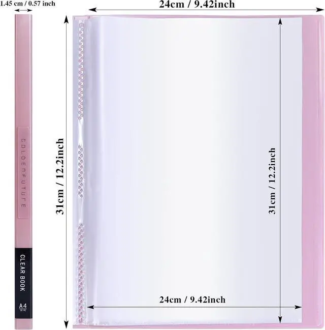 Alt view image 2 of 6 - Tuhangcc Binder with Plastic Sleeves 8.5x11 20-Pocket- Heavy Duty Art Portfolio Folder with Clear Sheet Protectors,Displays 40Pages, Presentation Book for Artwork, Document Organizer(Pink)