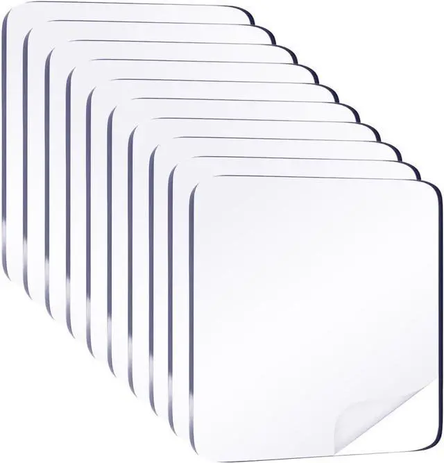 Main image of Medsuo 10pcs 2.4" Clear Double Sided Adhesive Pads for Mounting Waterproof | Shower Adhesive Strips Squares, No Drill, Heavy-duty Hold, Strong Sticky Pad for Wall, Office, Home