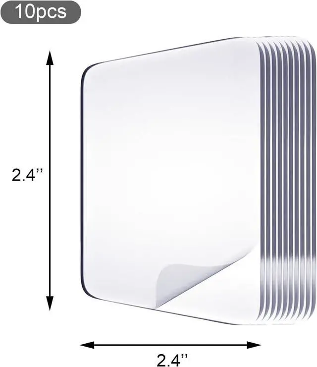 Alt view image 7 of 7 - Medsuo 10pcs 2.4" Clear Double Sided Adhesive Pads for Mounting Waterproof | Shower Adhesive Strips Squares, No Drill, Heavy-duty Hold, Strong Sticky Pad for Wall, Office, Home