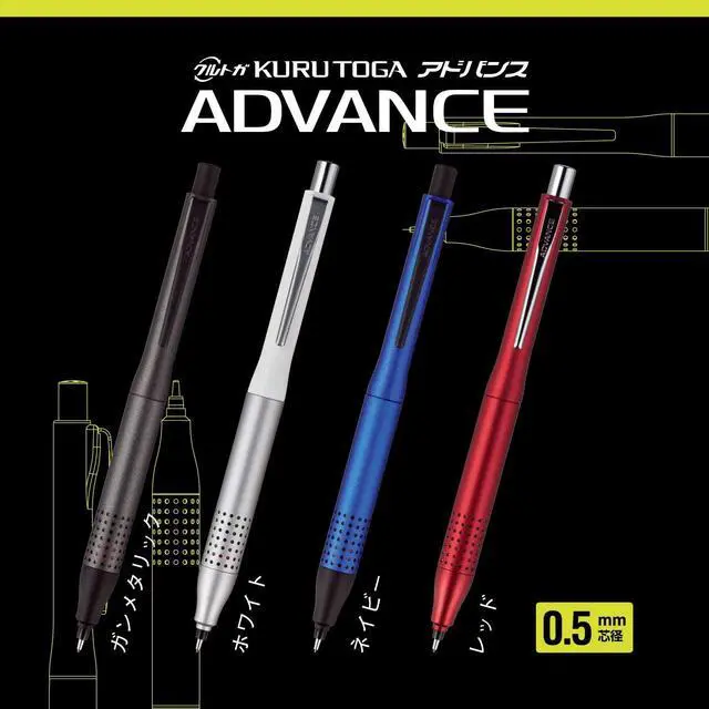 Alt view image 4 of 6 - Uni Kurutoga Advance Upgrade Model 0.5mm Mechanical Pencil, Gun Metallic Body (M510301P.43), Black