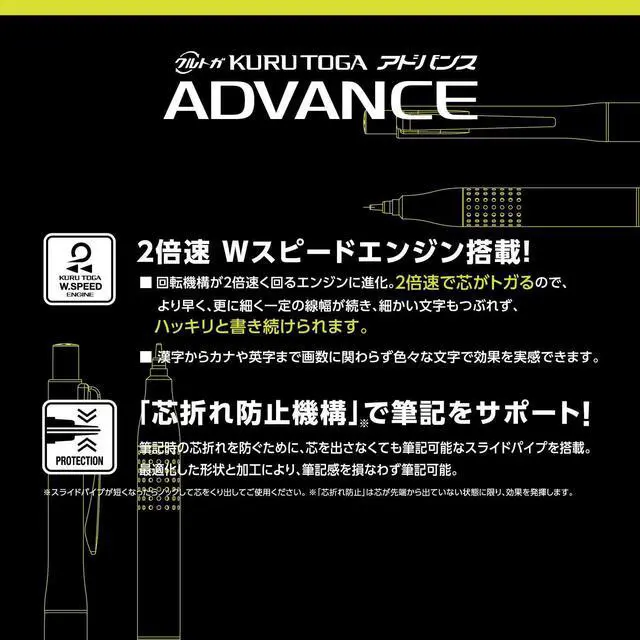 Alt view image 5 of 6 - Uni Kurutoga Advance Upgrade Model 0.5mm Mechanical Pencil, Gun Metallic Body (M510301P.43), Black