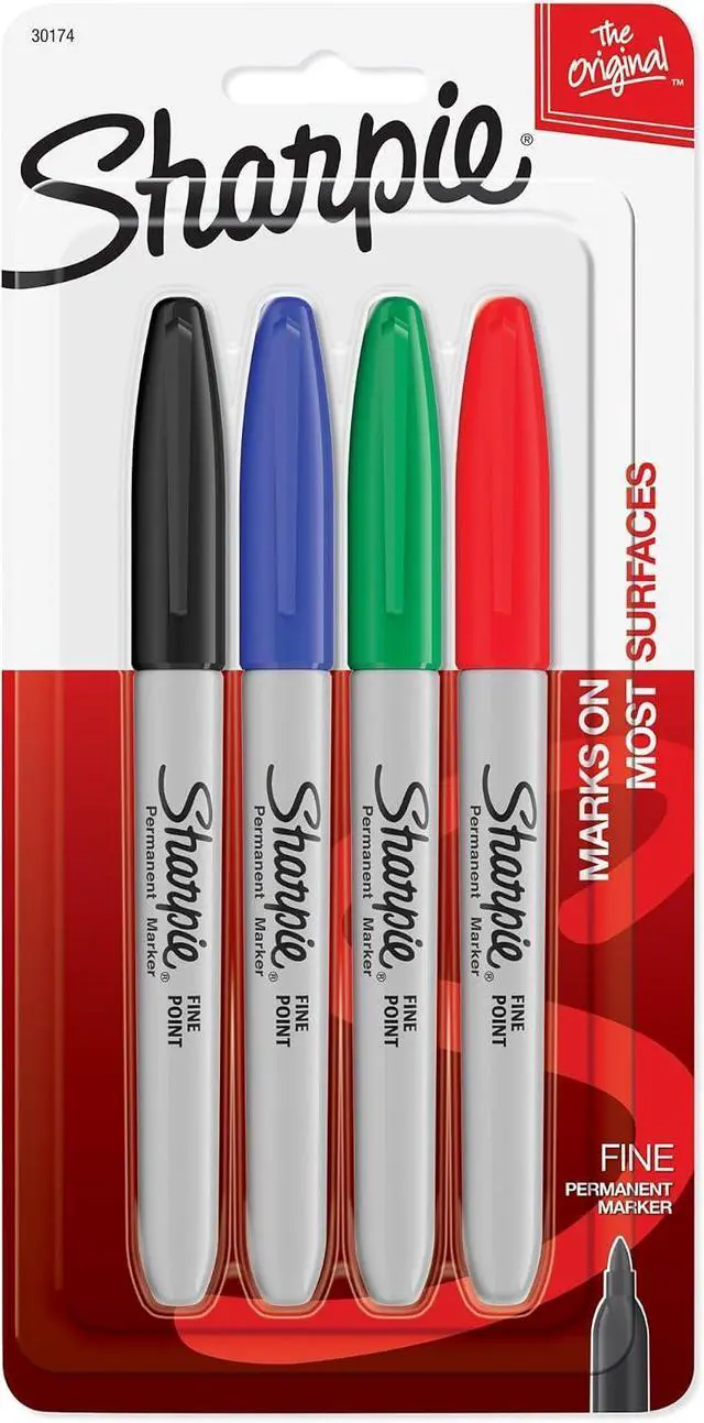 Main image of "Sharpie Fine Point Permanent Markers 4/Pkg-Red, Blue, Black, Green"