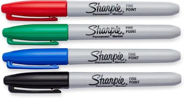 Alt view image 3 of 6 - "Sharpie Fine Point Permanent Markers 4/Pkg-Red, Blue, Black, Green"