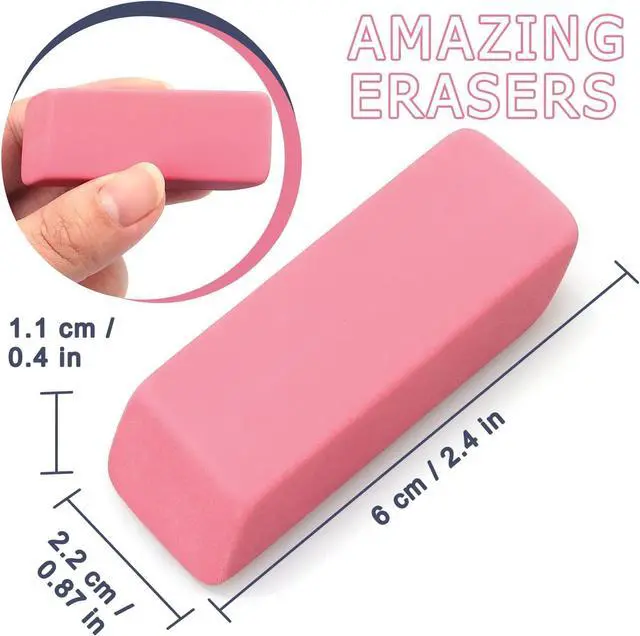 Alt view image 2 of 7 - Tamaki Large Erasers, Pink, Pack of 6 | Pencil Erasers for Drawing, Artist Eraser
