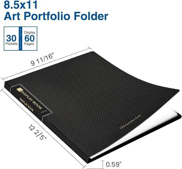 Alt view image 2 of 7 - Sooez Binder with Plastic Sleeves 30-Pocket, Displays 60 Pages, 8.5"x11" | Presentation Folders with Clear Sheet Protectors, Art Portfolio Binder for Certificate & Office Project Folder