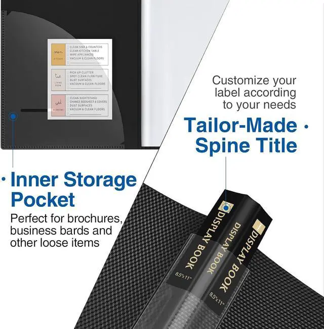 Alt view image 3 of 7 - Sooez Binder with Plastic Sleeves 30-Pocket, Displays 60 Pages, 8.5"x11" | Presentation Folders with Clear Sheet Protectors, Art Portfolio Binder for Certificate & Office Project Folder