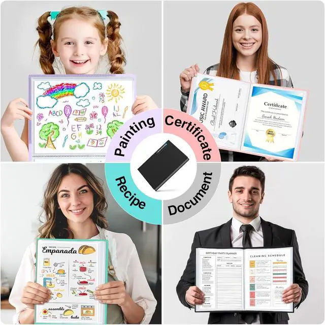 Alt view image 7 of 7 - Sooez Binder with Plastic Sleeves 30-Pocket, Displays 60 Pages, 8.5"x11" | Presentation Folders with Clear Sheet Protectors, Art Portfolio Binder for Certificate & Office Project Folder