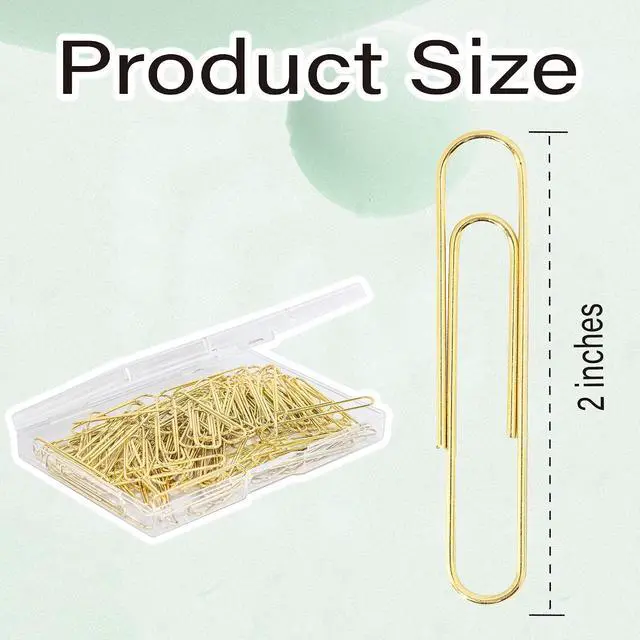 Alt view image 2 of 6 - 100pcs Gold Paper Clips,Large Paper Clip 2 Inch Jumbo Paperclips,Smooth Heavy Duty Clips Office Supplies Ideal for Bookmark