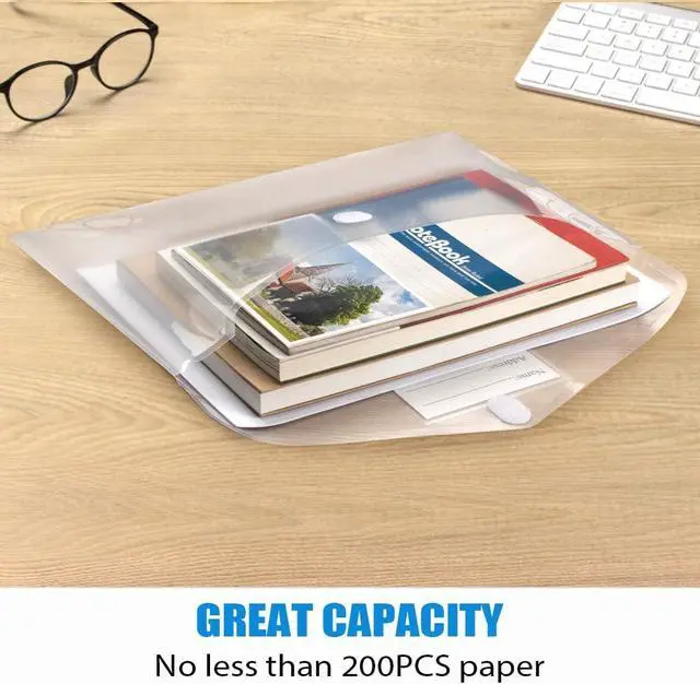 Alt view image 4 of 7 - Sooez 10 Pack Plastic Envelopes File Folders, Clear Folder for Document US Letter A4 Size Poly Envelopes with Label Pockets for School Home Work Office Organizer, Clear