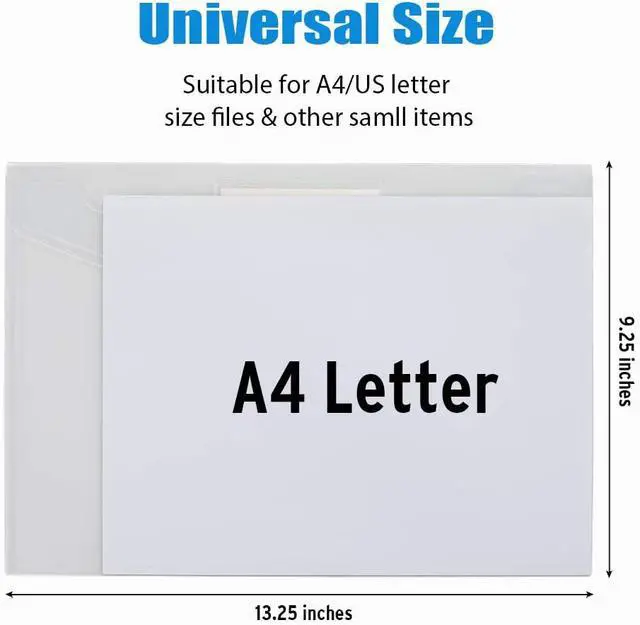 Alt view image 7 of 7 - Sooez 10 Pack Plastic Envelopes File Folders, Clear Folder for Document US Letter A4 Size Poly Envelopes with Label Pockets for School Home Work Office Organizer, Clear