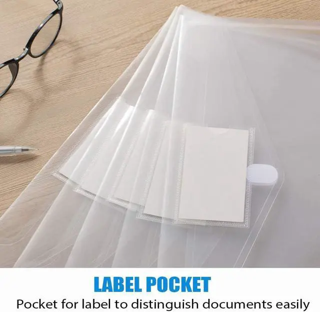 Alt view image 6 of 7 - Sooez 10 Pack Plastic Envelopes File Folders, Clear Folder for Document US Letter A4 Size Poly Envelopes with Label Pockets for School Home Work Office Organizer, Clear