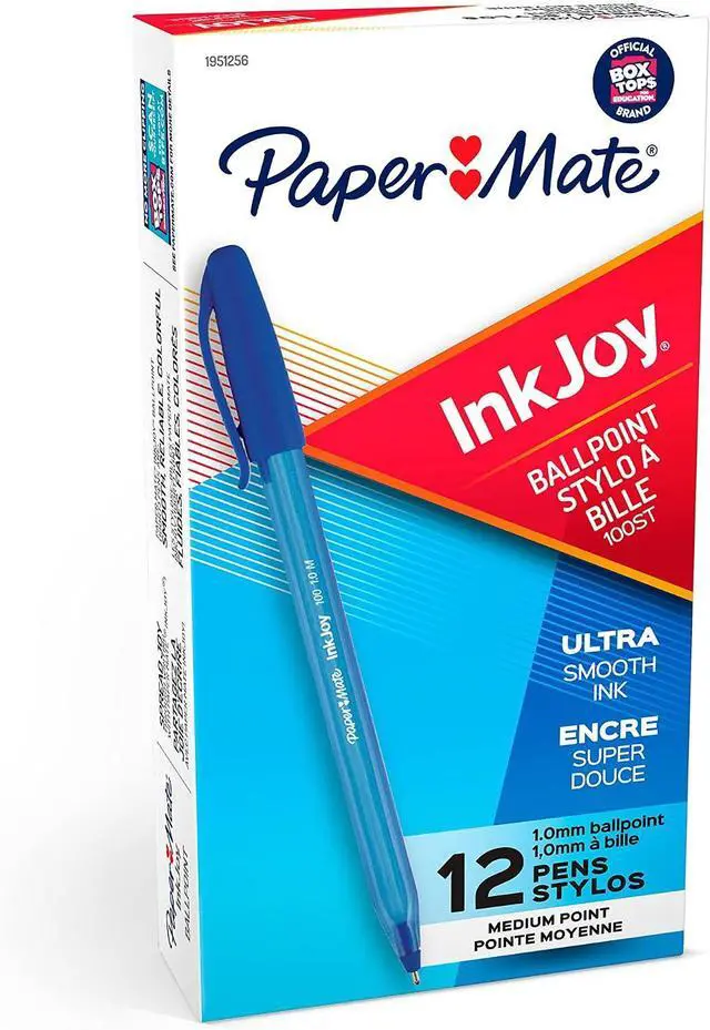 Main image of Paper Mate InkJoy 100ST Ballpoint Pens, (1.0mm) Medium Point, Blue, Box of 12 (1951256)