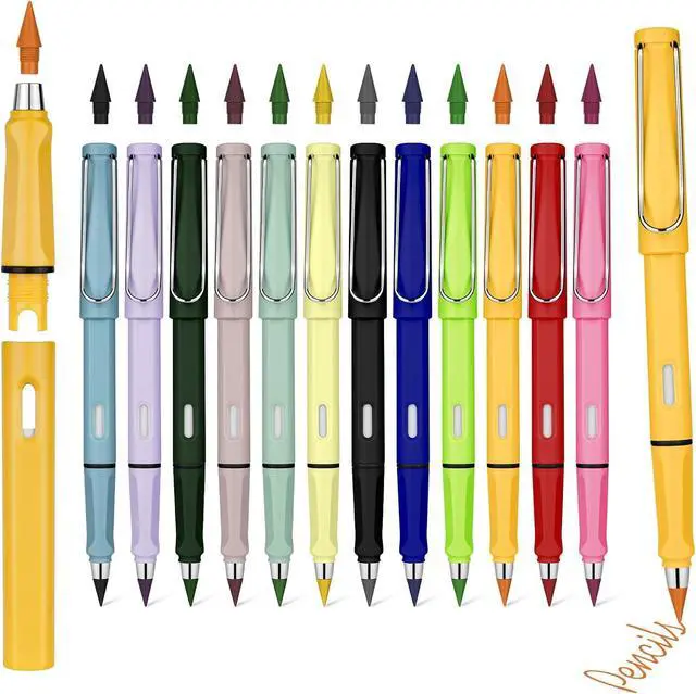 Main image of Ainiv Colored Inkless Pencil, 12 Sets No Sharpen Infinity Pencil | Reusable Everlasting Pencils with Extra 12 Color Replaceable Nibs Forever Pencils for Writing Drawing Home Office Supplies