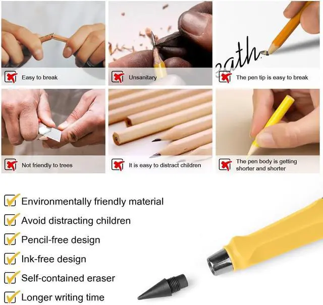Alt view image 3 of 7 - Ainiv Colored Inkless Pencil, 12 Sets No Sharpen Infinity Pencil | Reusable Everlasting Pencils with Extra 12 Color Replaceable Nibs Forever Pencils for Writing Drawing Home Office Supplies