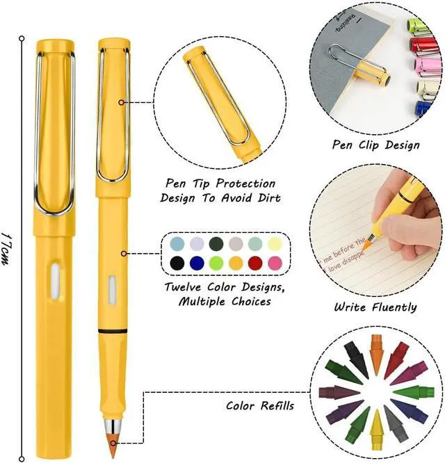 Alt view image 2 of 7 - Ainiv Colored Inkless Pencil, 12 Sets No Sharpen Infinity Pencil | Reusable Everlasting Pencils with Extra 12 Color Replaceable Nibs Forever Pencils for Writing Drawing Home Office Supplies